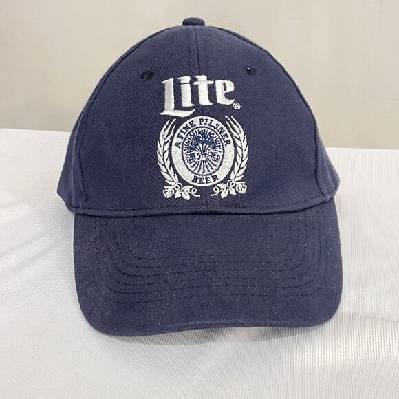 Miller Lite Beer Snapback Cap Navy Blue Vintage Embroidered 90's Y2K Milwaukee - Picture 1 of 8